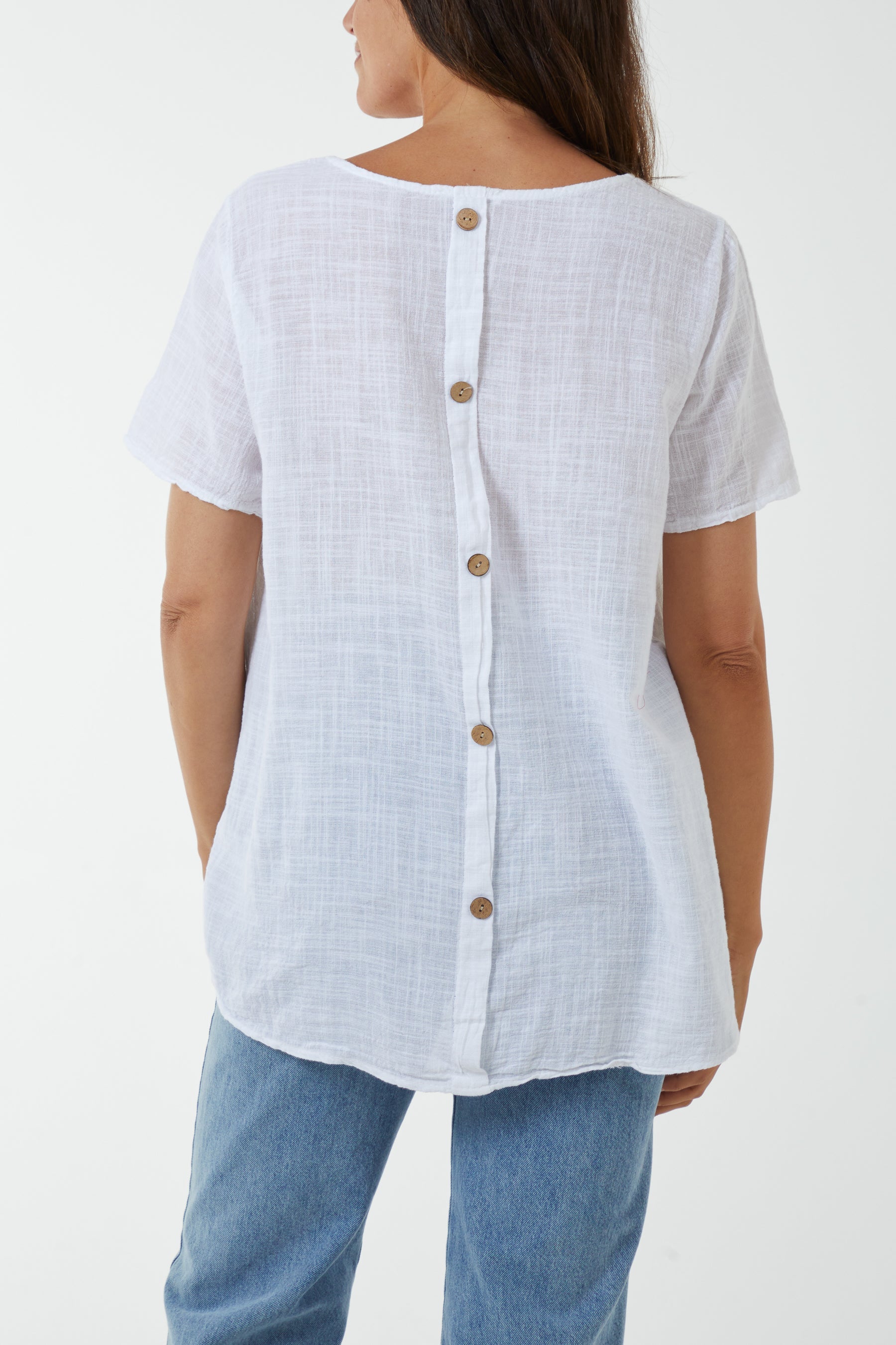 Round Neck Button Back Top Tops WearAll