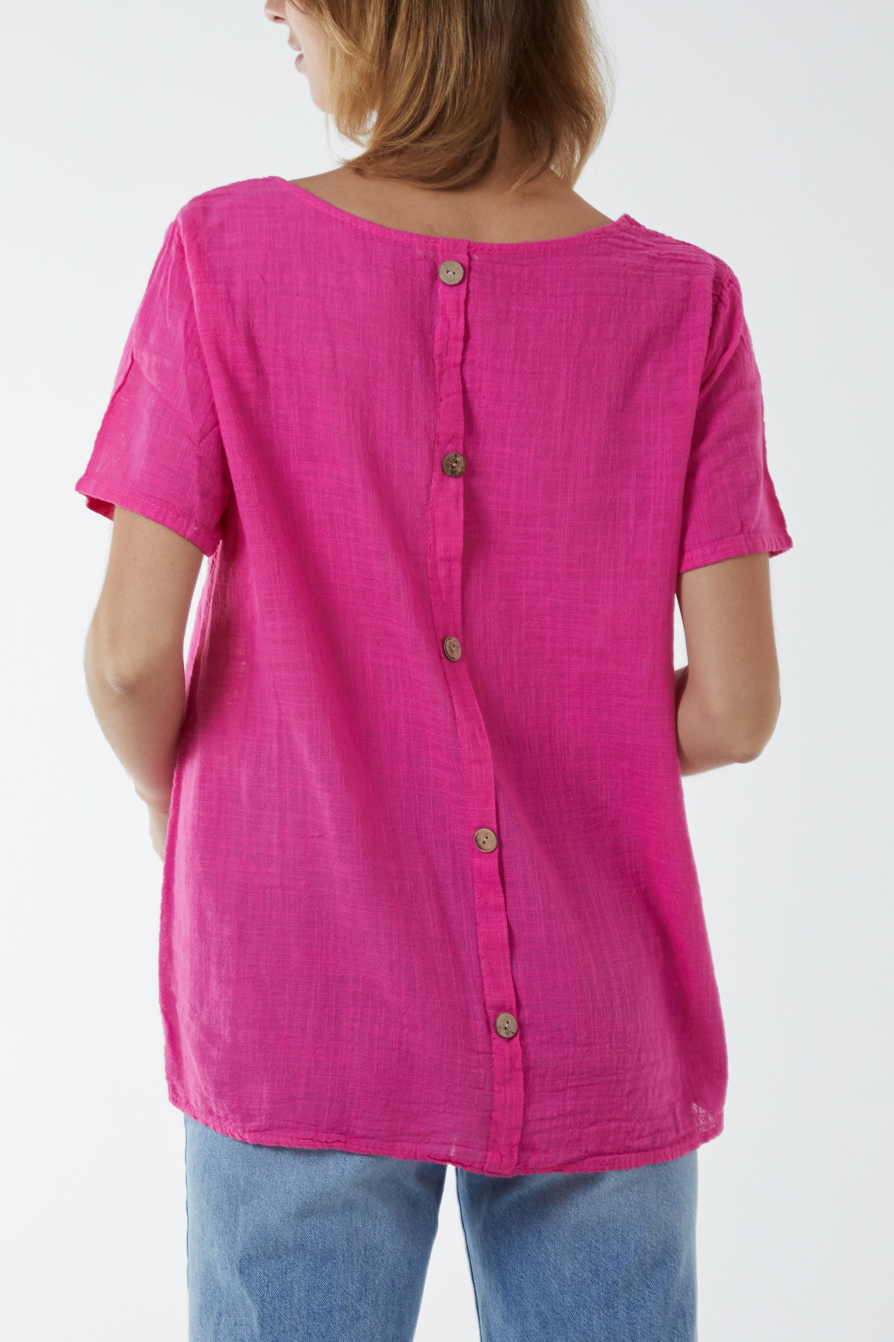 Round Neck Button Back Top Tops WearAll