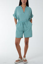 V-Neck Top and Shorts Co-Ord Set Co-Ords WearAll Sage One Size