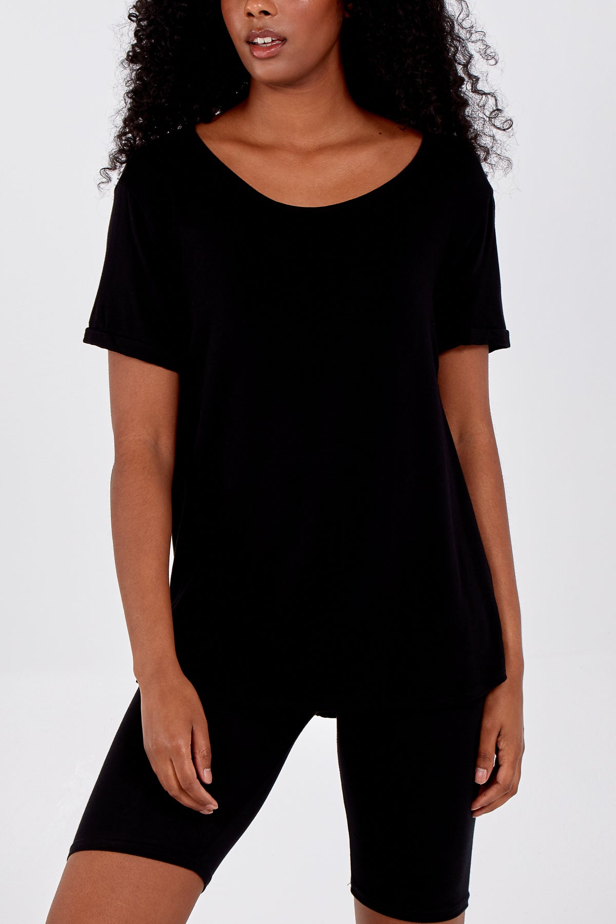 French Terry Super Soft Basic T-Shirt TOPMF2 WearAll Black One Size