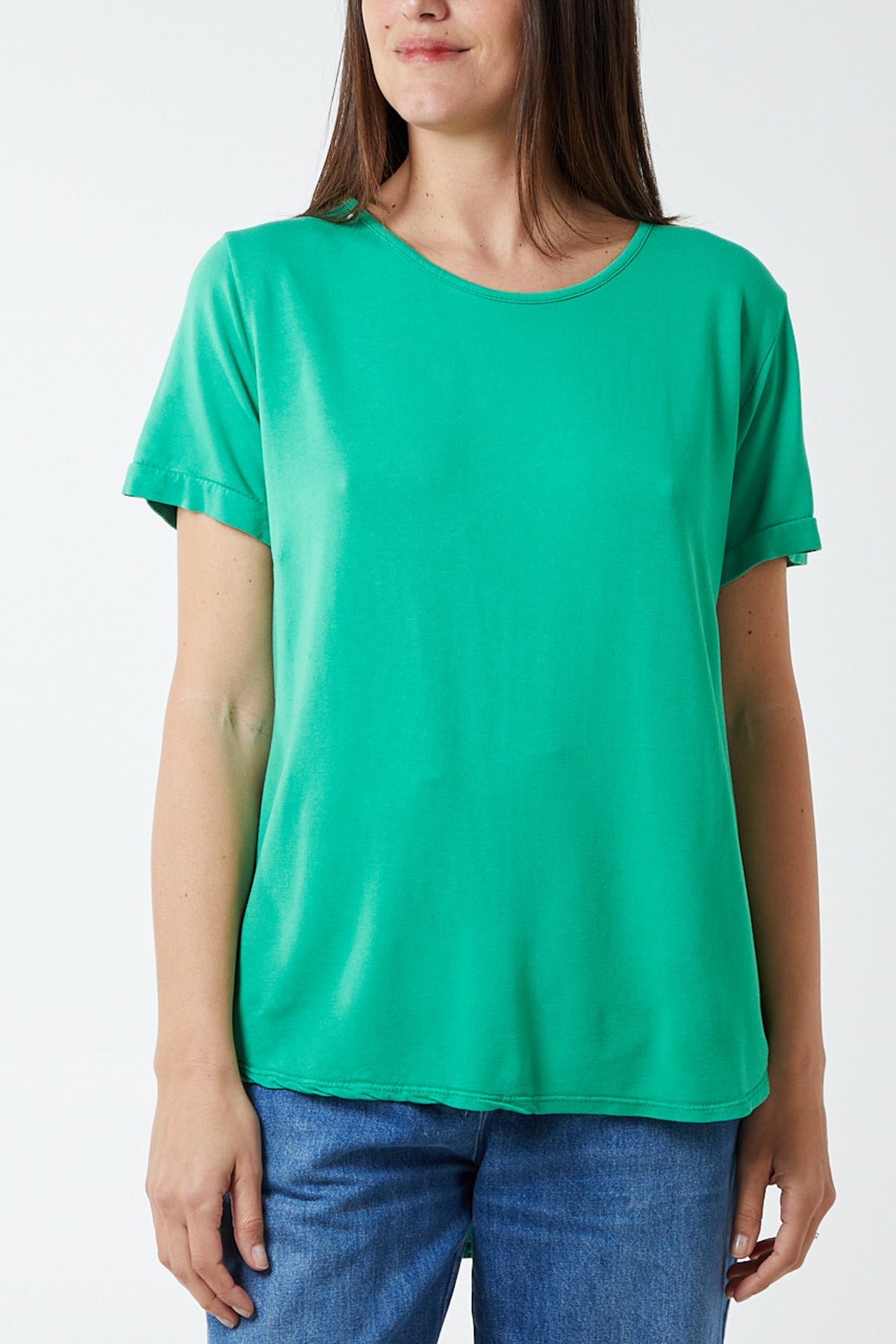 French Terry Super Soft Basic T-Shirt TOPMF2 WearAll Jade One Size