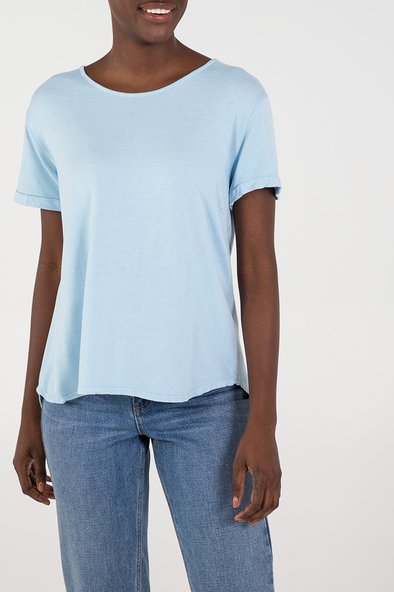 French Terry Super Soft Basic T-Shirt TOPMF2 WearAll Light Blue One Size