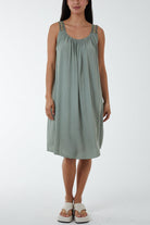 Crochet Strap Mini Dress Dresses WearAll Khaki One Size