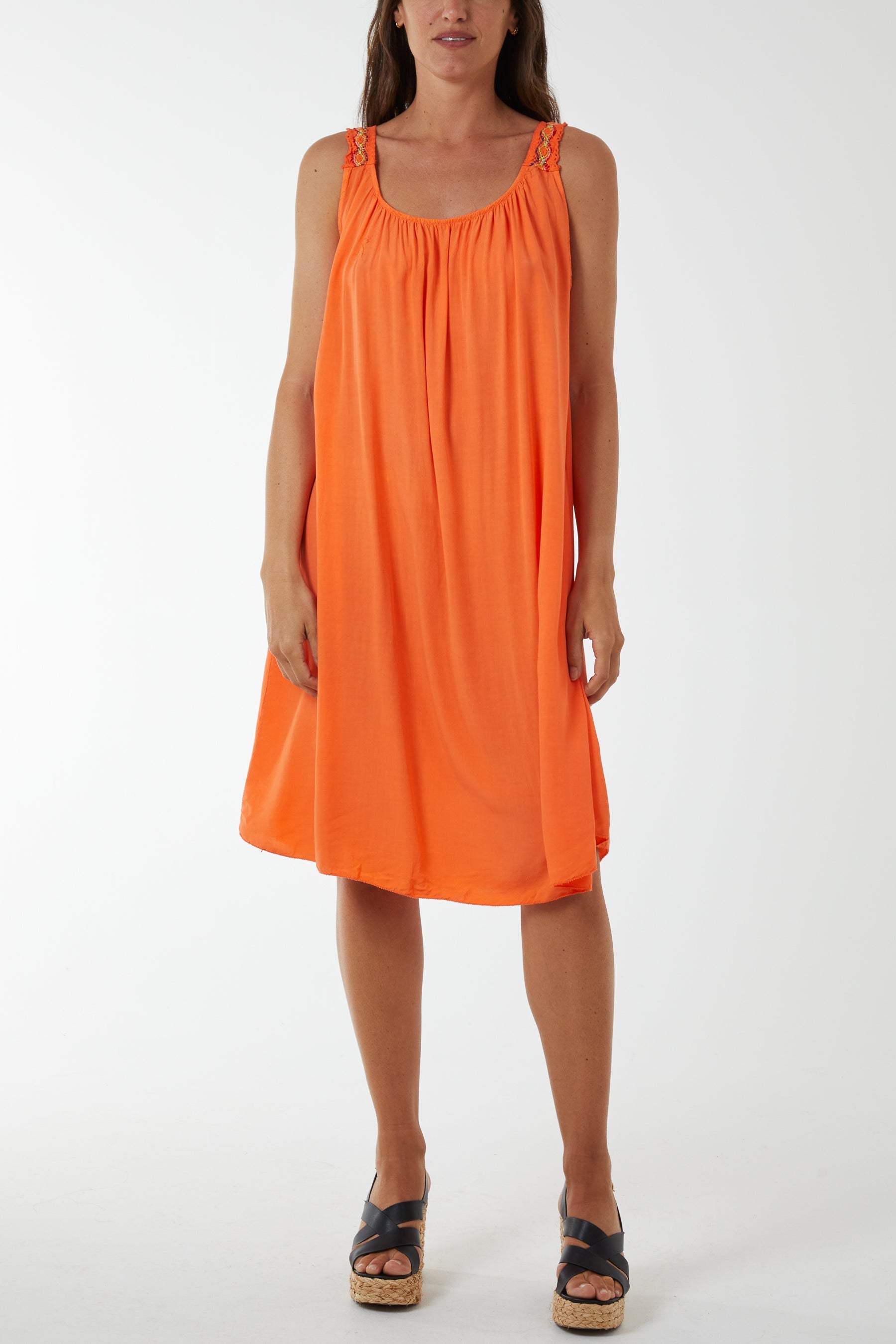 Crochet Strap Mini Dress Dresses WearAll Orange One Size