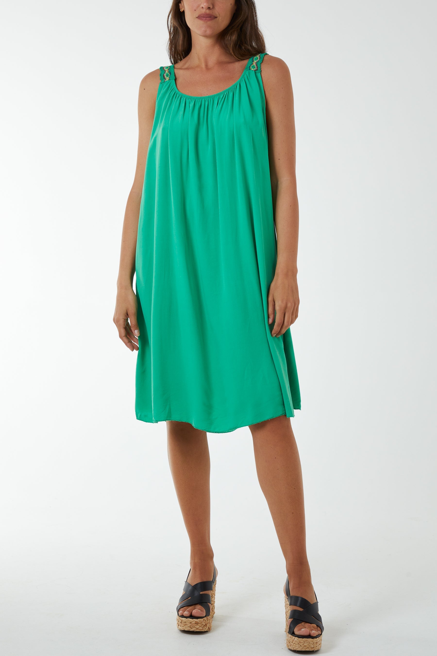 Crochet Strap Mini Dress Dresses WearAll Jade One Size