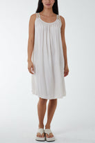 Crochet Strap Mini Dress Dresses WearAll Beige One Size