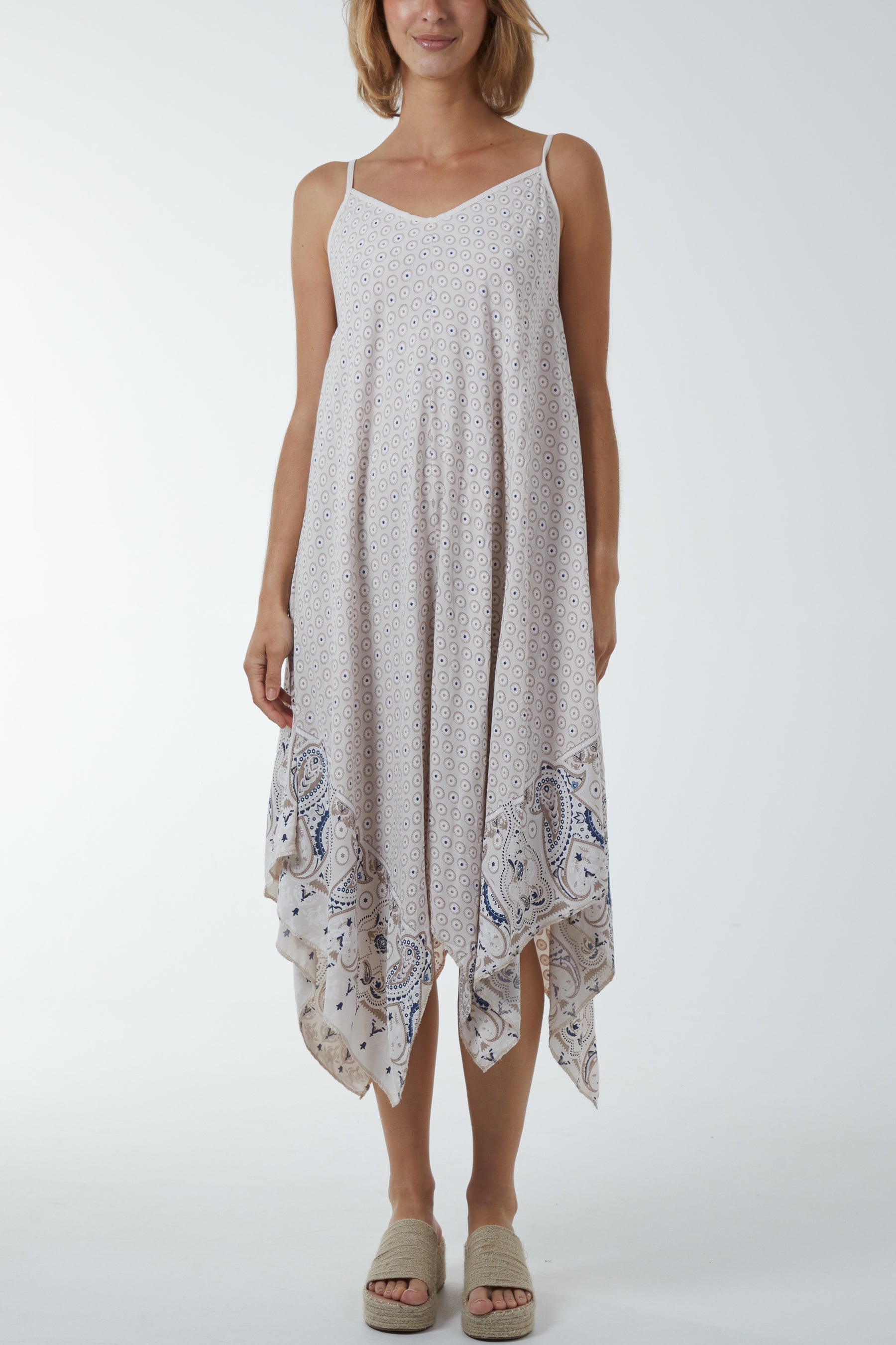 Cami Hanky Hem Midi Dress Dresses WearAll Beige One Size