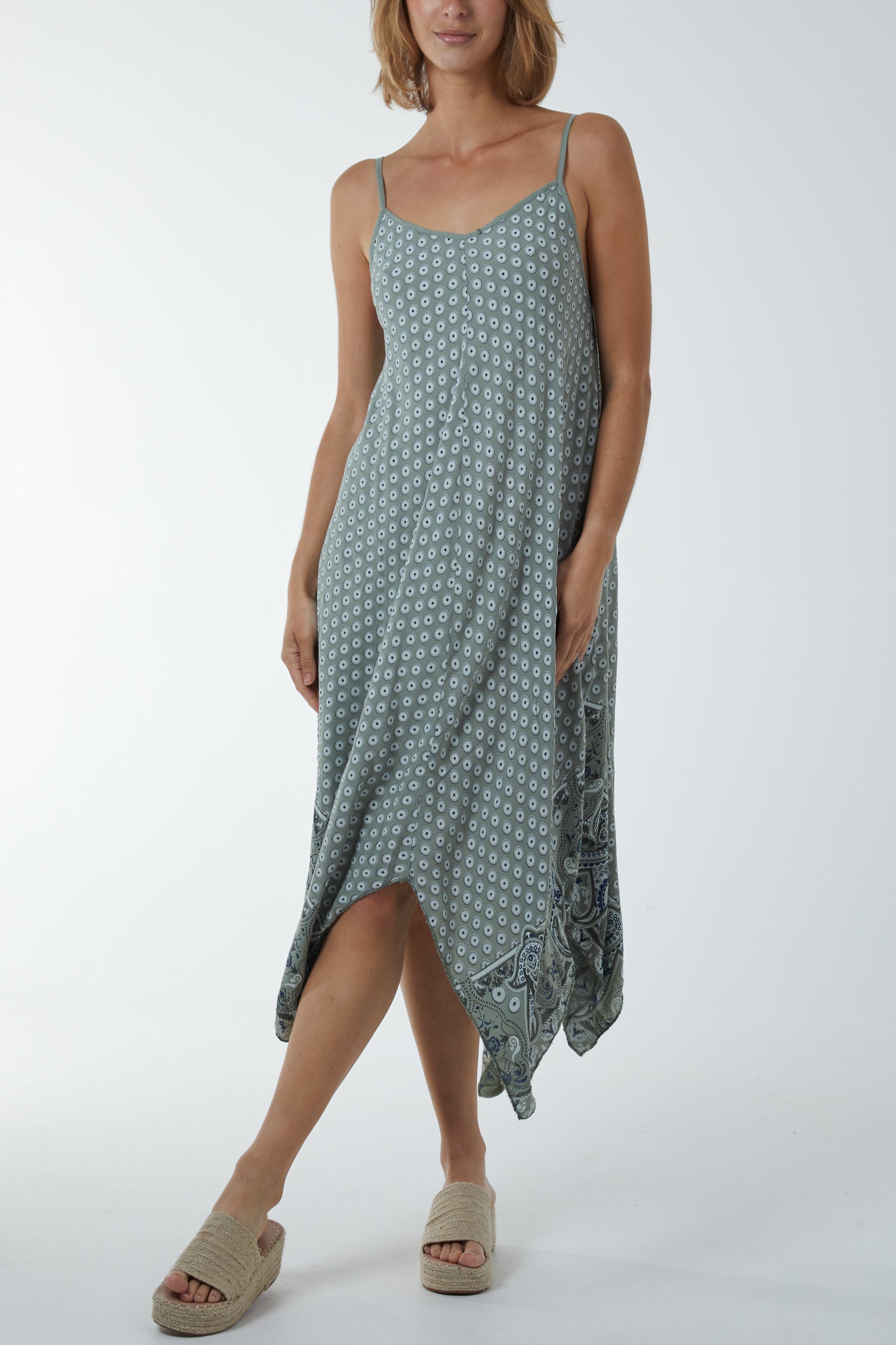 Cami Hanky Hem Midi Dress Dresses WearAll Khaki One Size