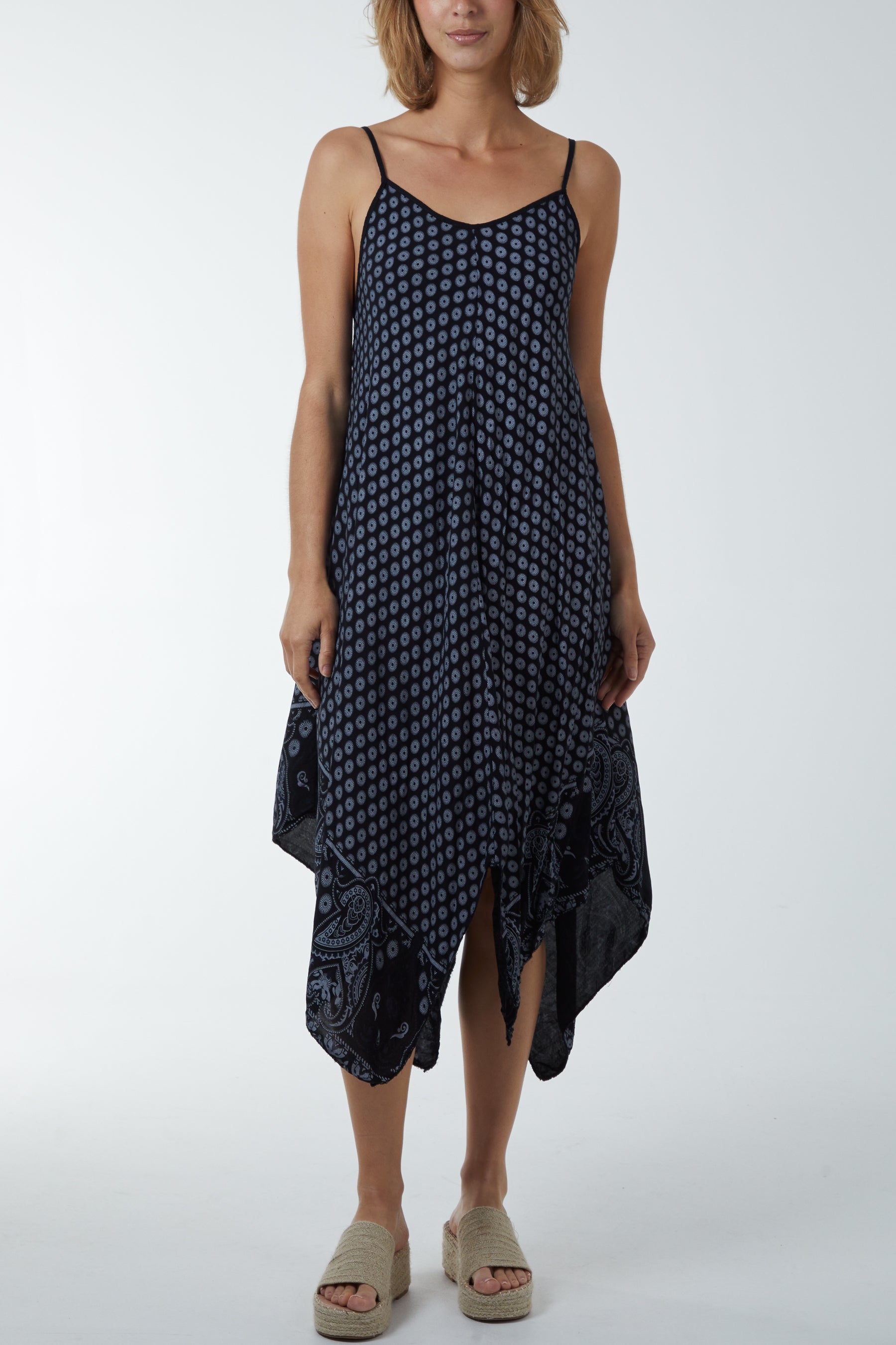 Cami Hanky Hem Midi Dress Dresses WearAll Black One Size