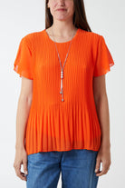Necklace Pleated Top TOPMF2 WearAll Orange One Size