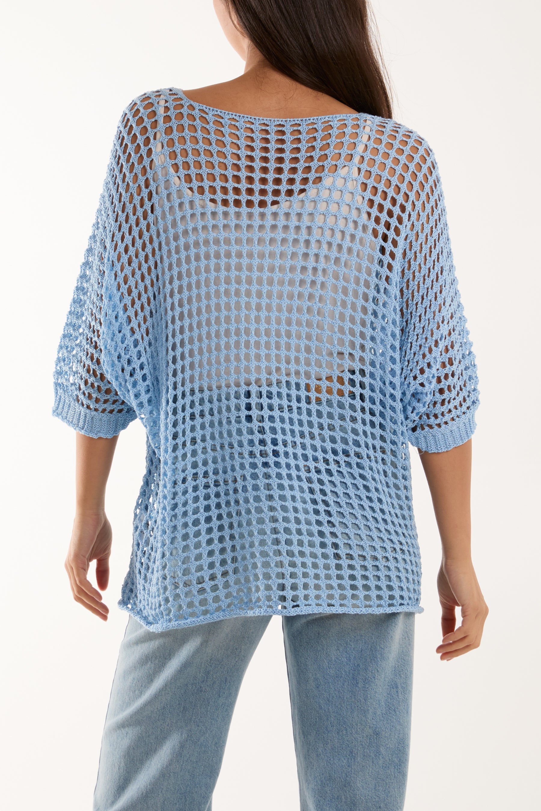 Round Neck Short Sleeve Crochet Top Tops WearAll