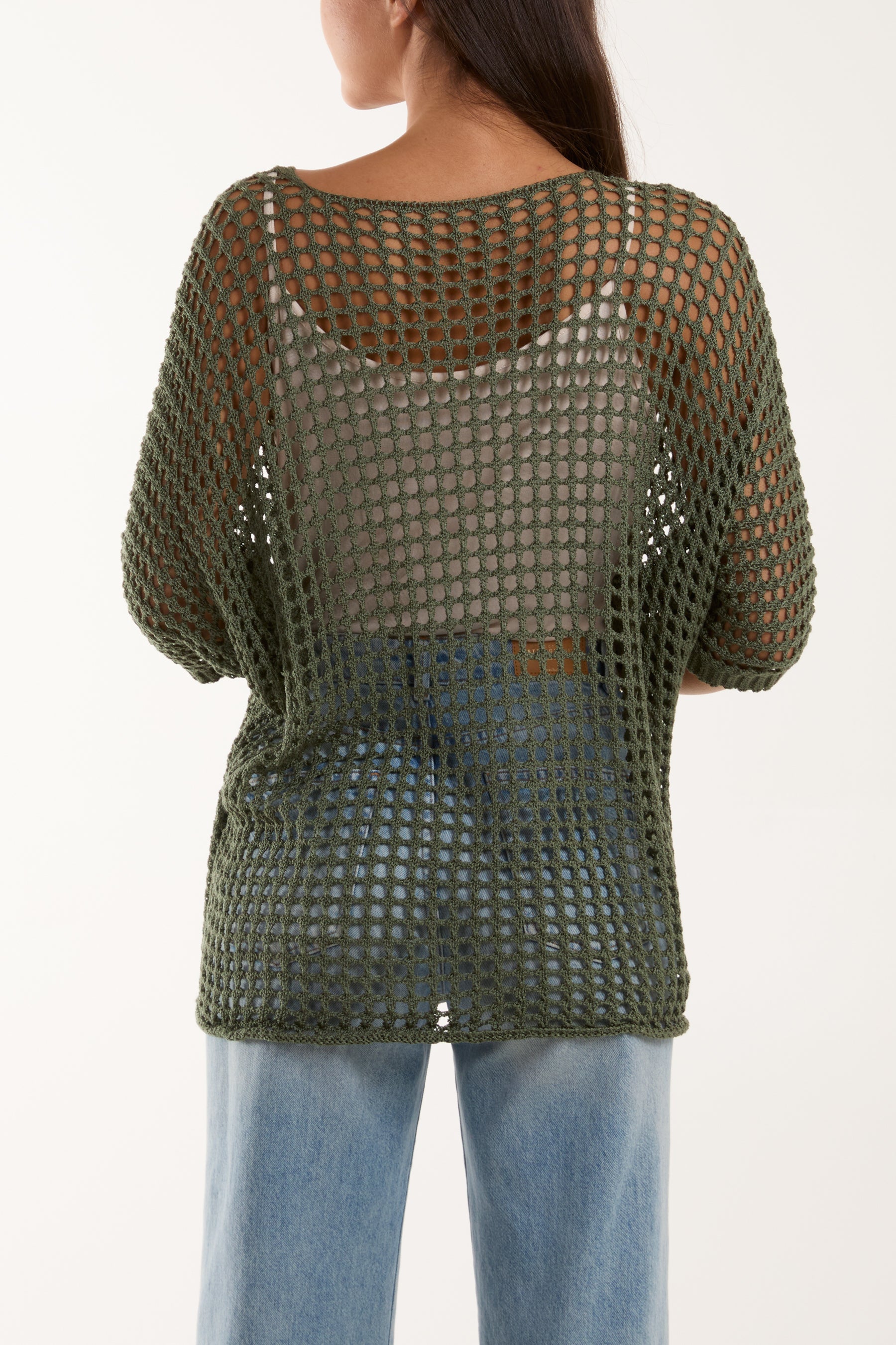 Round Neck Short Sleeve Crochet Top Tops WearAll