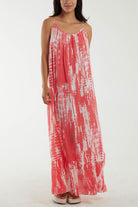 Tie Dye Cami Maxi Dress Dresses WearAll Coral One Size