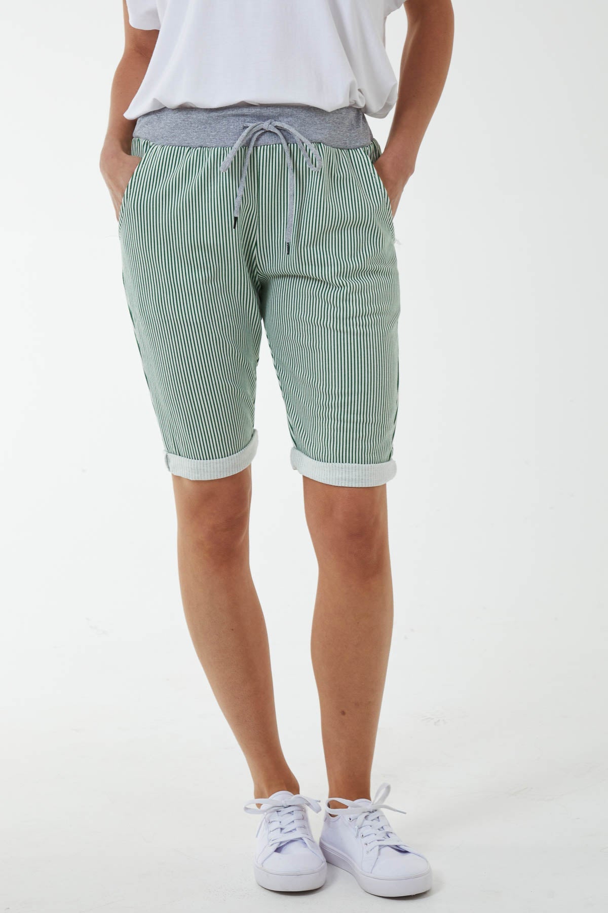 Stripe Shorts with Contrasted Waist Shorts WearAll Jade 8-10
