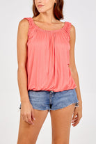 Balloon Ruffle Neck Vest TOPMF2 WearAll Coral One Size