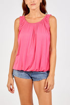 Balloon Ruffle Neck Vest TOPMF2 WearAll Cerise One Size
