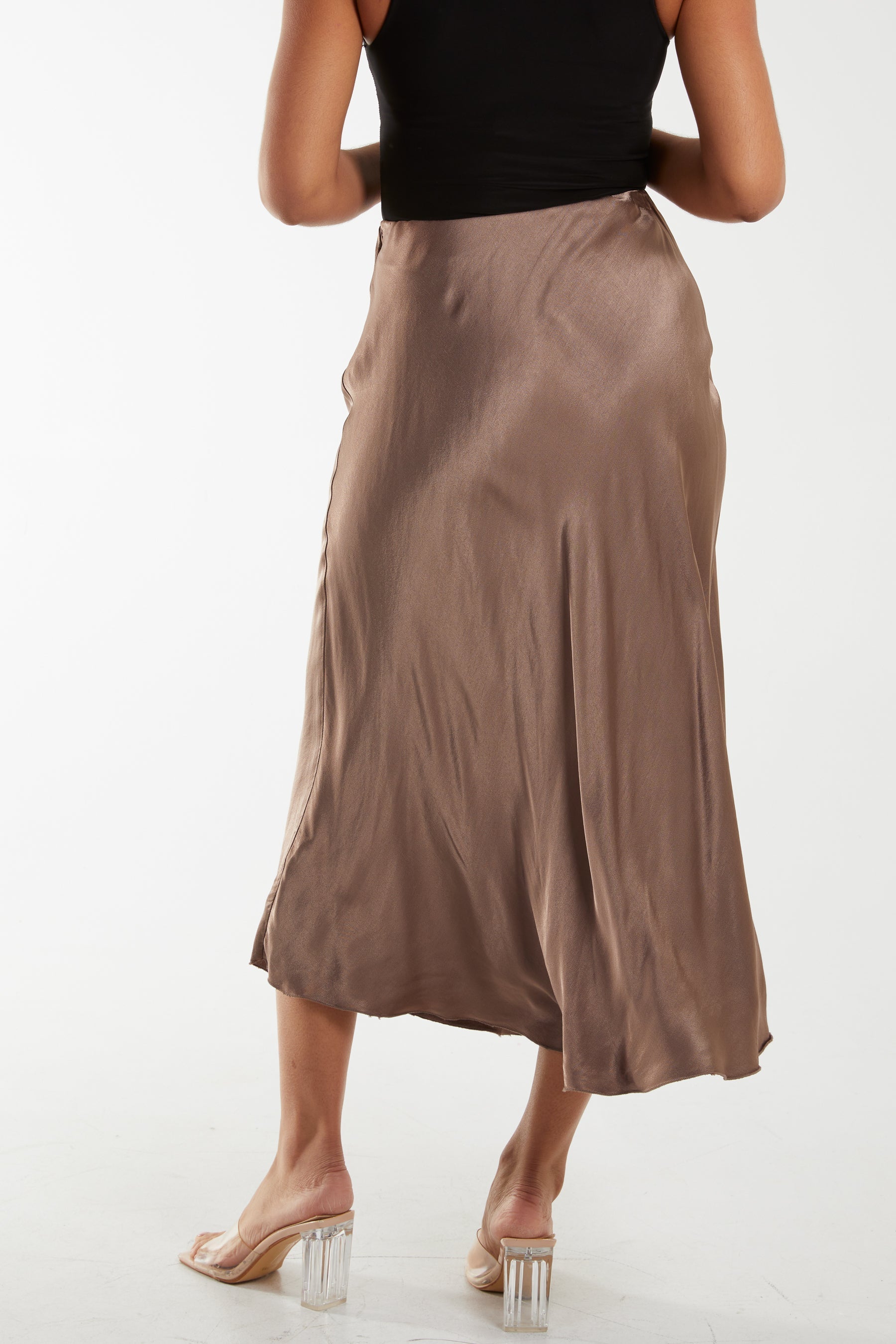 Waistband Satin Midi Skirt Skirts WearAll