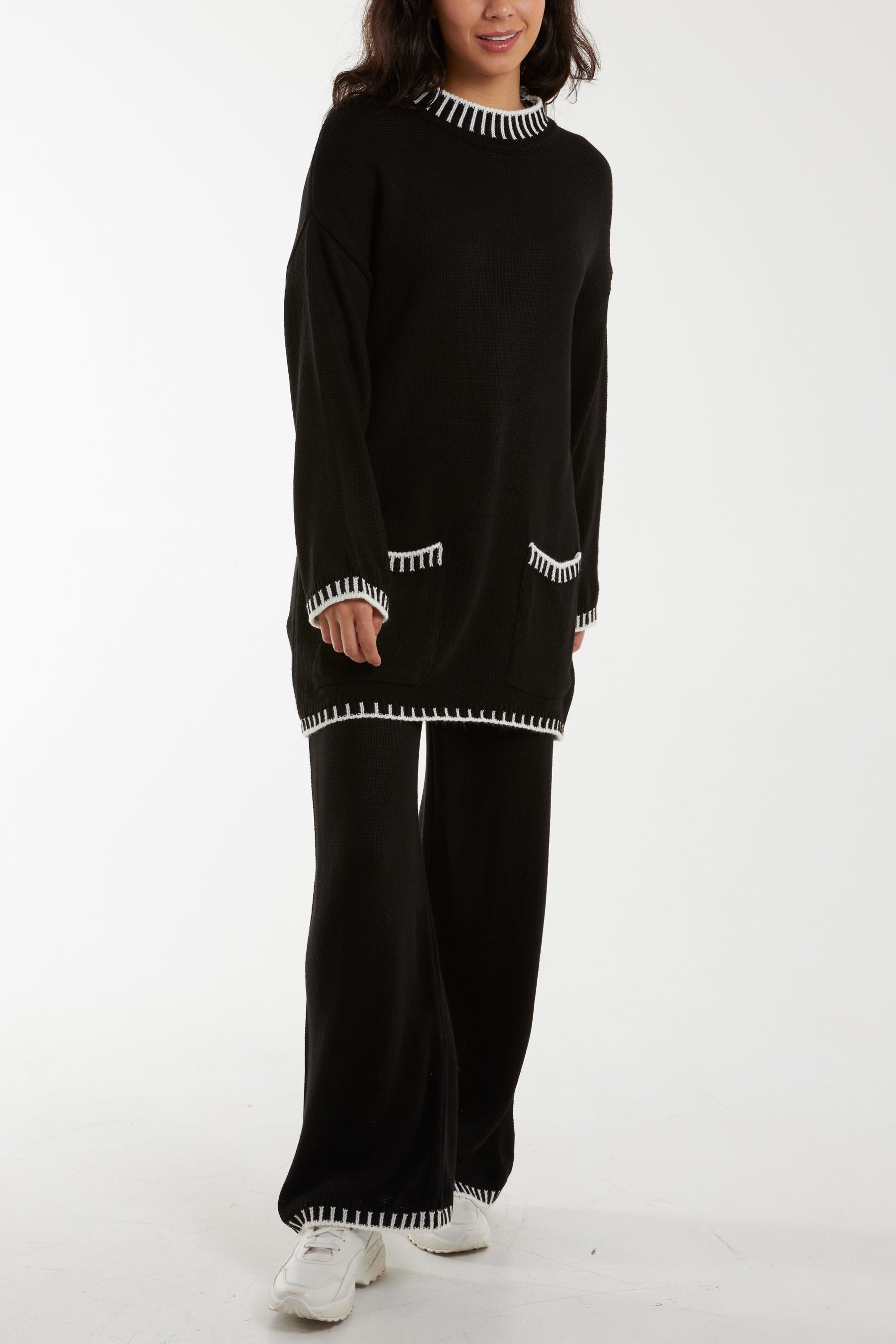 Pockets Stitch Hem Co-Ord Set Co-Ords WearAll Black One Size