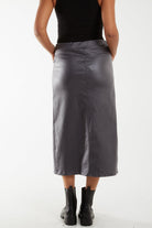 Magic String PU Coated Midi Skirt Skirts WearAll