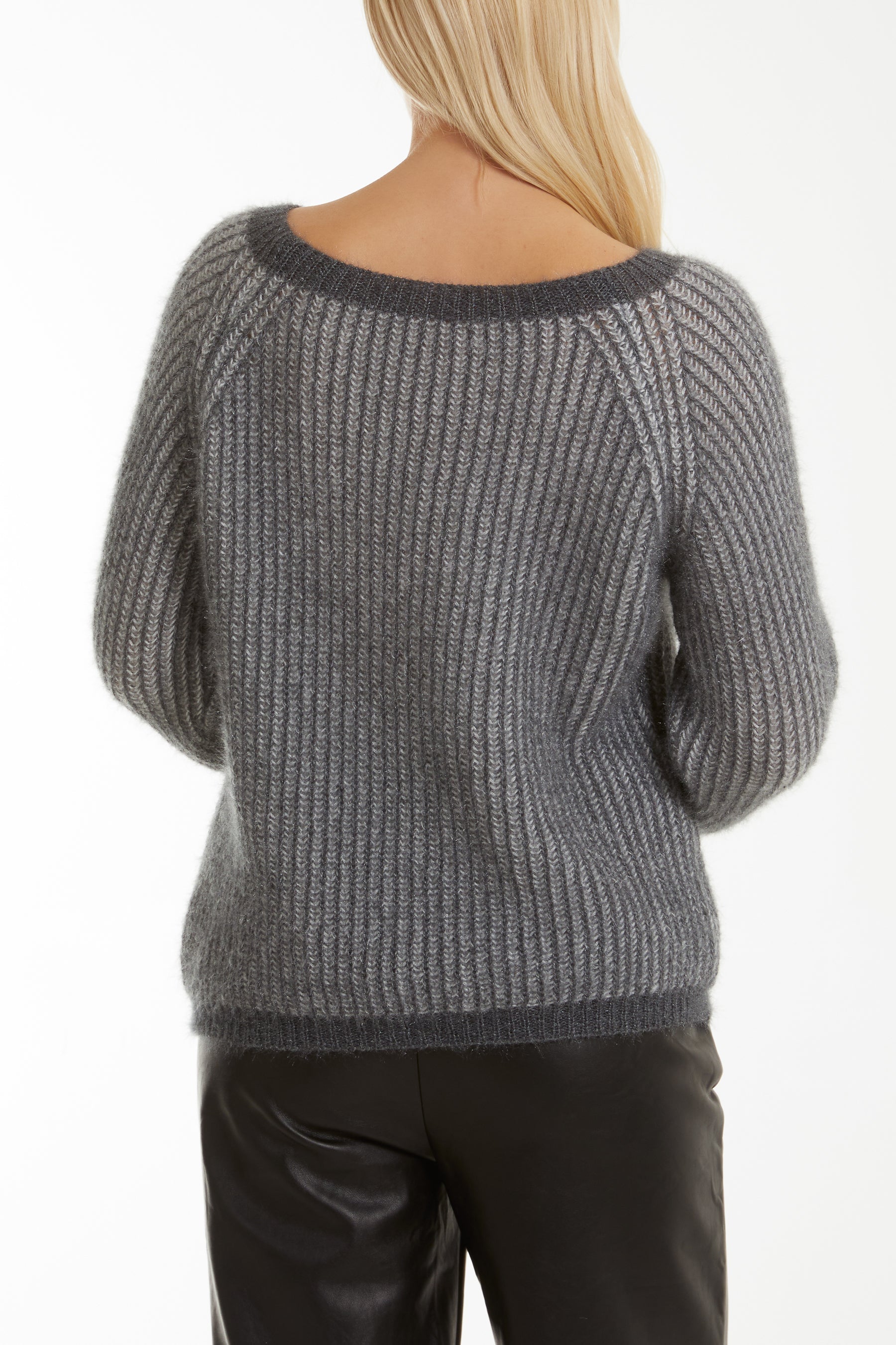 Soft Touch Two Tone Ribbed Jumper Jumpers WearAll