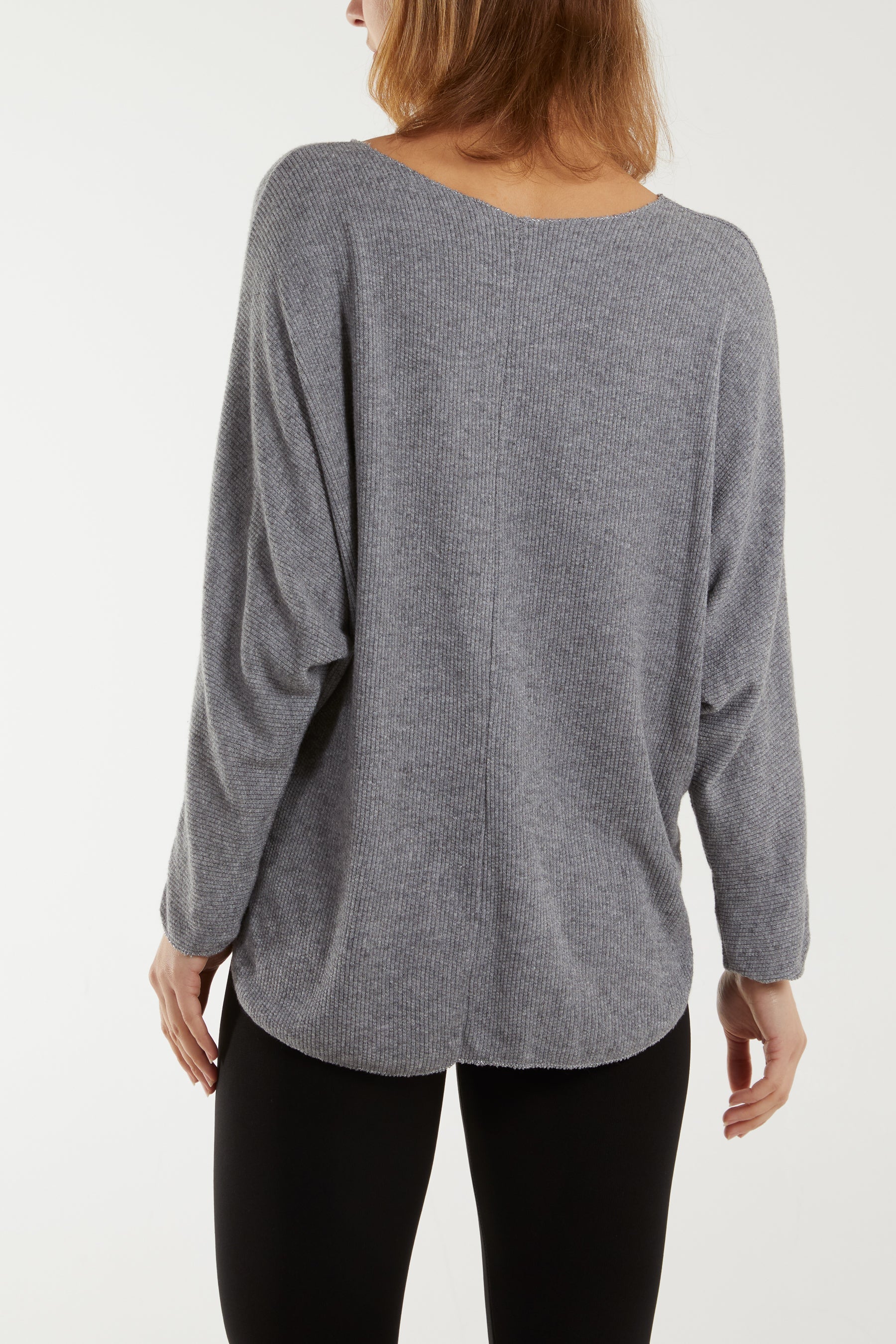 Waffle Fine Knit Batwing Necklace Jumper Jumpers WearAll