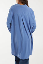 Front Flaps Long Sleeve Oversized Shirt Shirts WearAll
