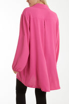 Front Flaps Long Sleeve Oversized Shirt Shirts WearAll