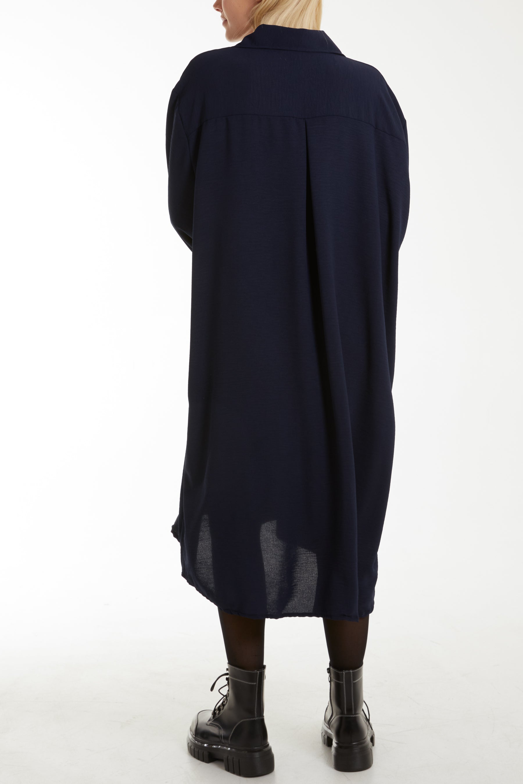 Front Flaps Long Sleeve Shirt Dress Dresses WearAll