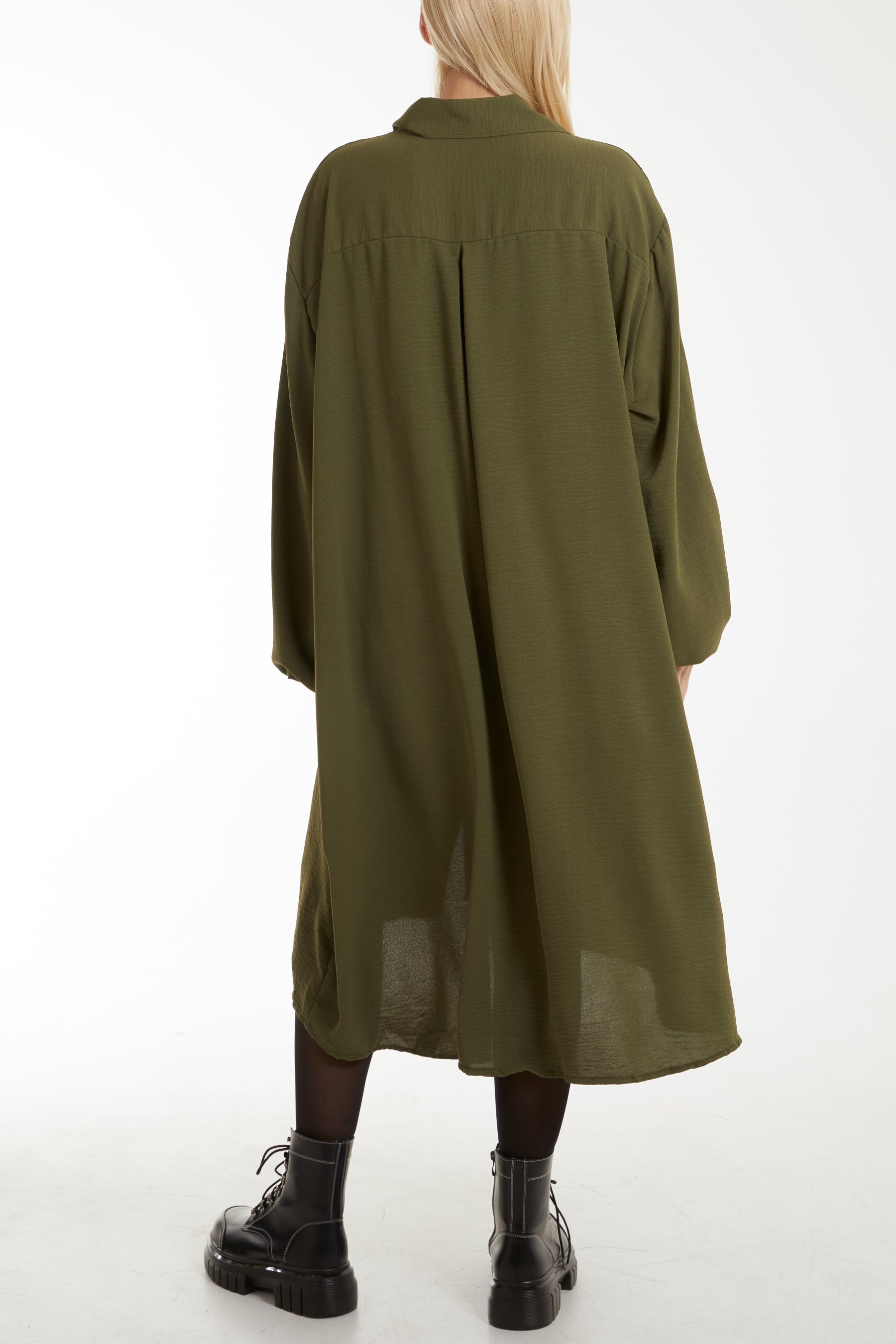Front Flaps Long Sleeve Shirt Dress Dresses WearAll