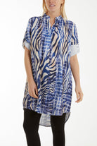 Mixed Animal Print Mini Dress/Shirt Dresses WearAll Navy One Size