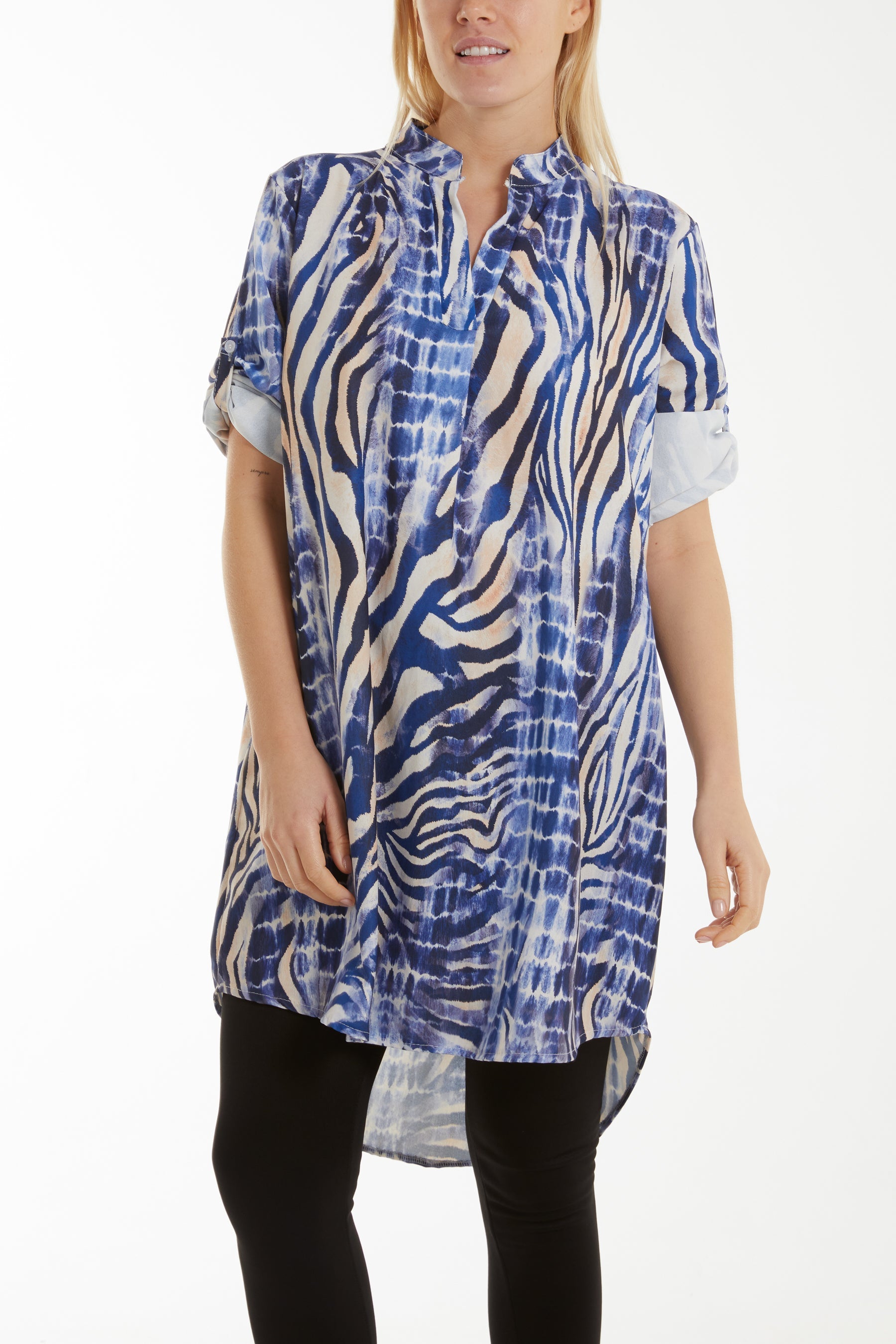 Mixed Animal Print Mini Dress/Shirt Dresses WearAll Navy One Size