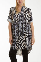 Mixed Animal Print Mini Dress/Shirt Dresses WearAll Black One Size