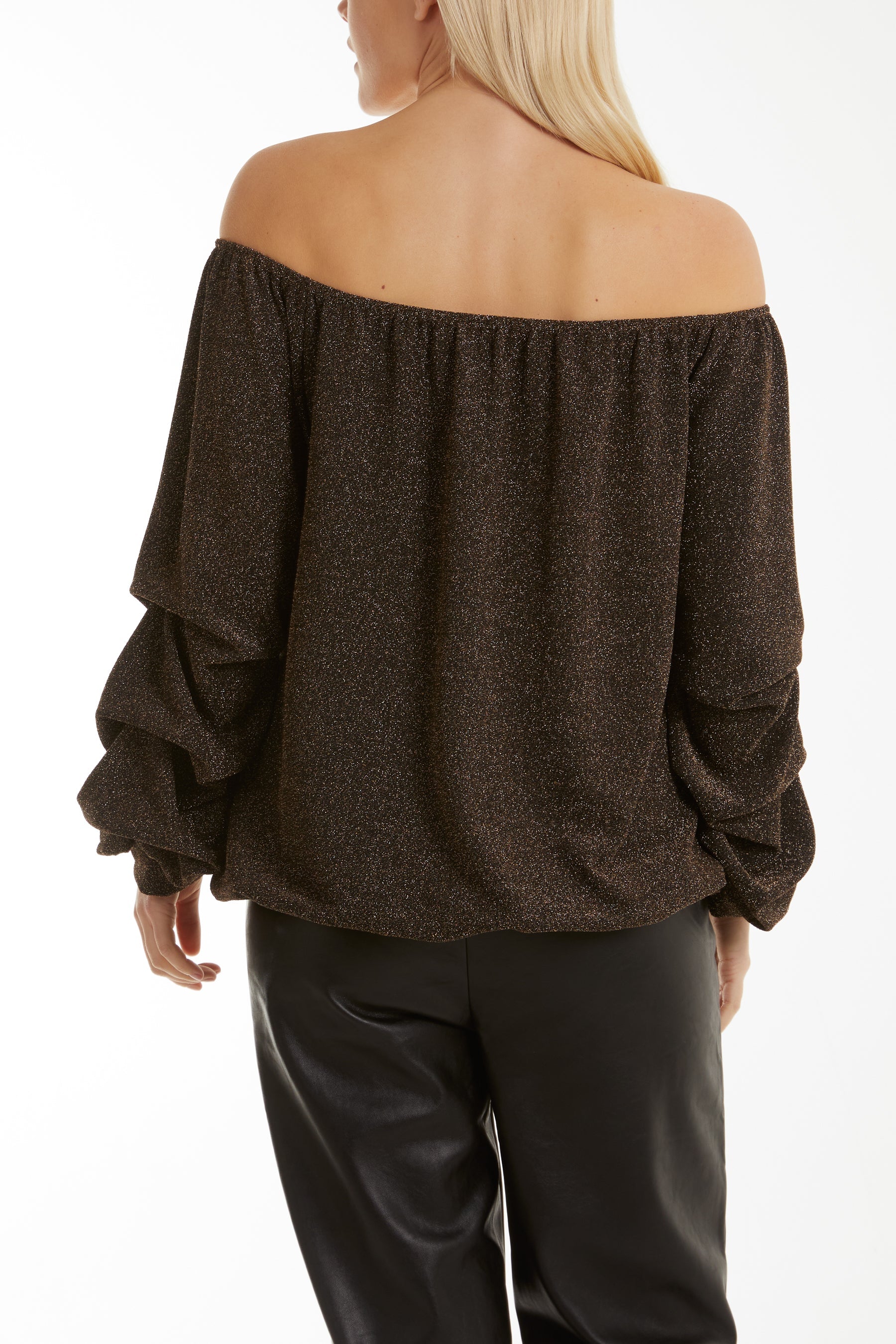 Glitter Lurex Bubble Hem Bardot Top Tops WearAll