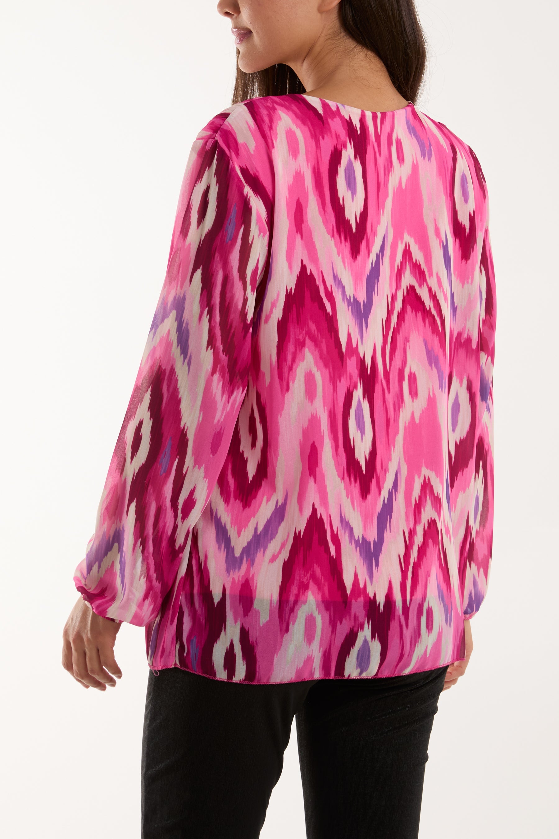 Blurred Zig Zag Pleated Blouse Blouses WearAll