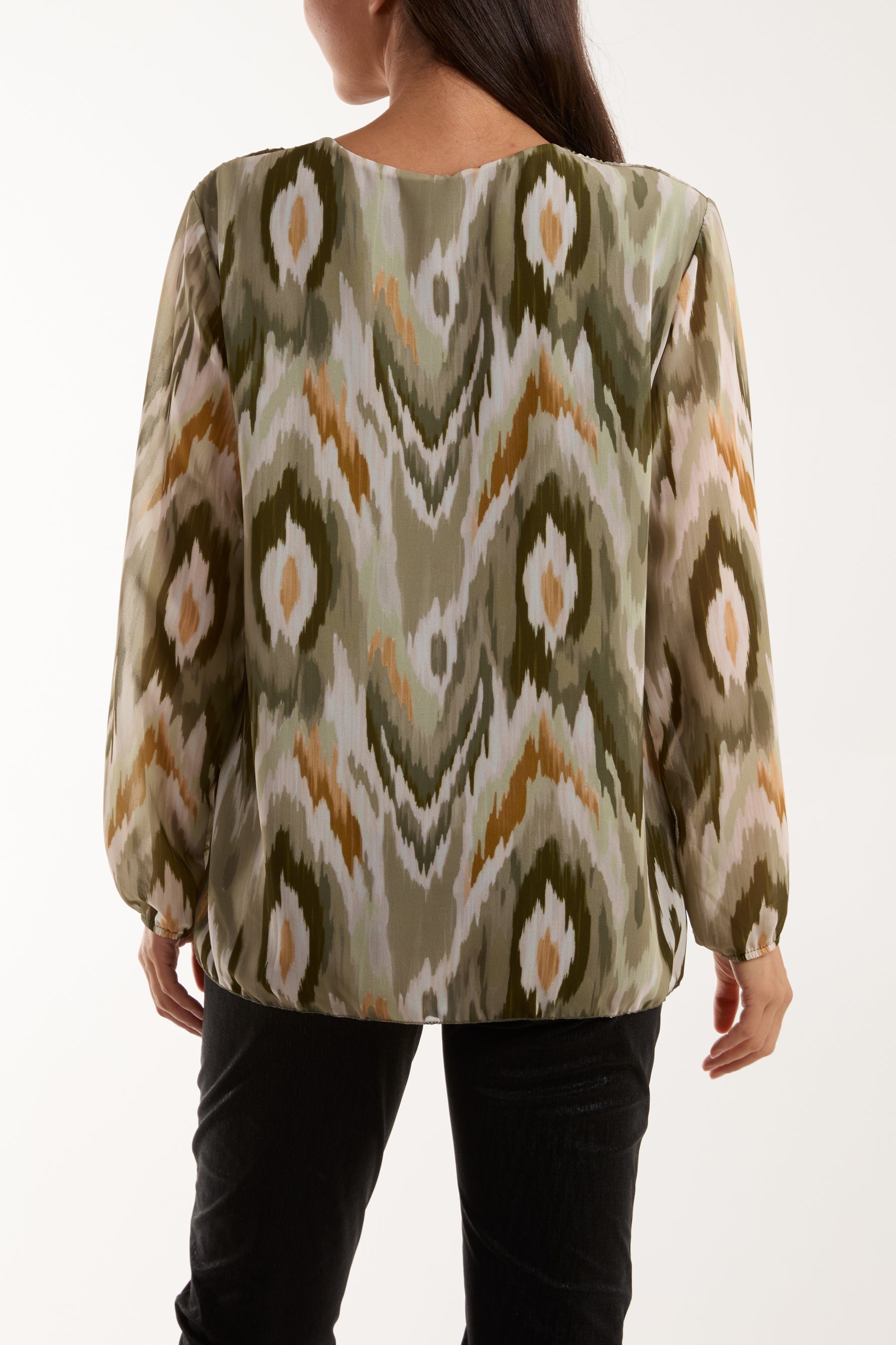 Blurred Zig Zag Pleated Blouse Blouses WearAll