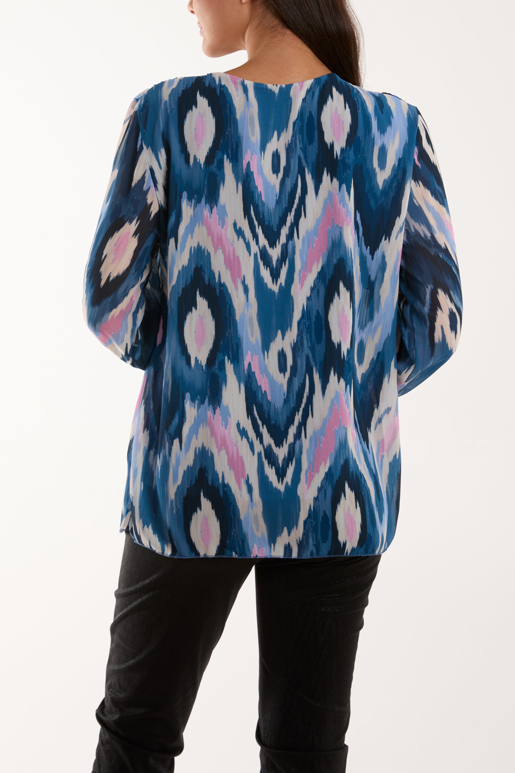 Blurred Zig Zag Pleated Blouse Blouses WearAll