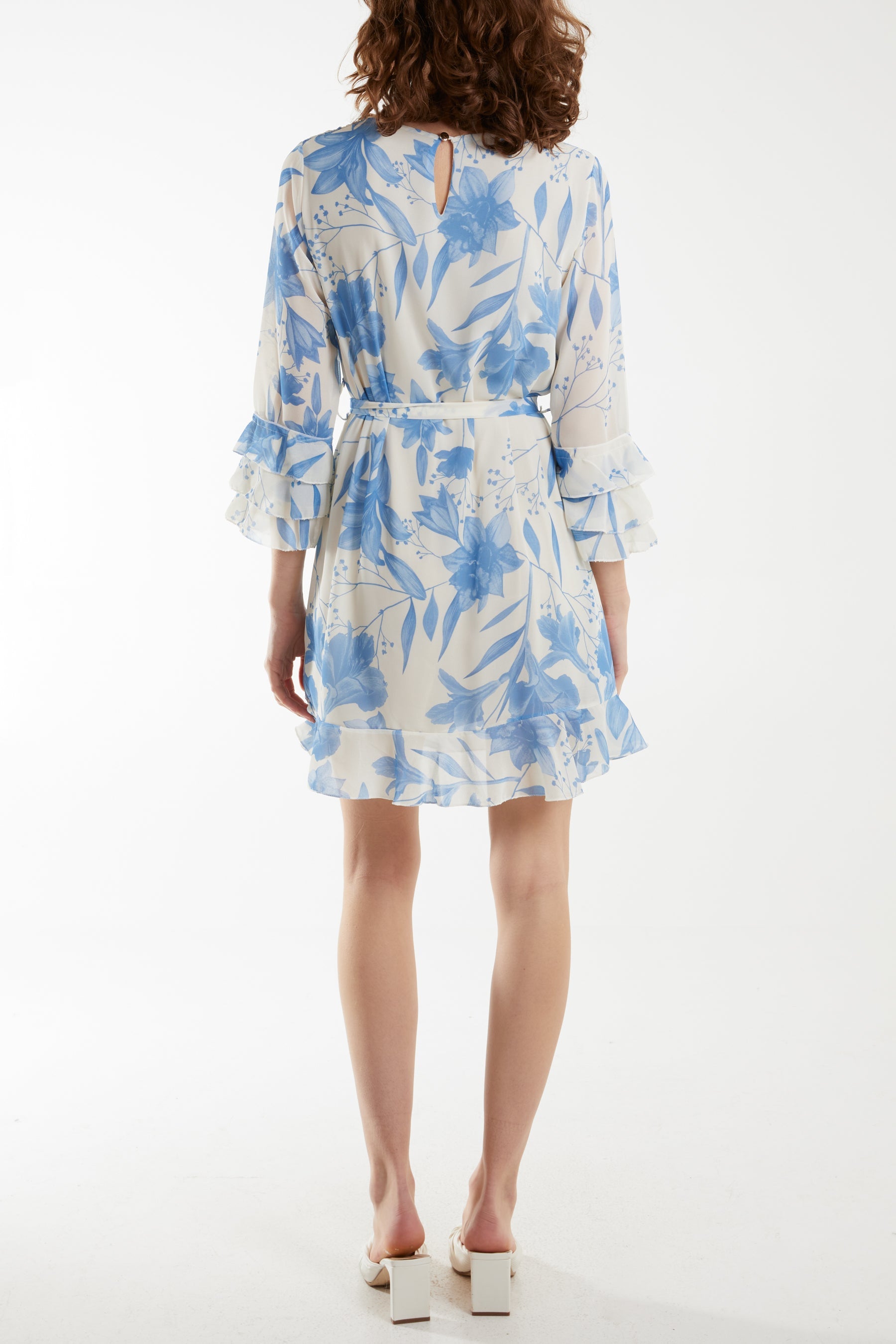 Lily Print Sleeve Detail Mini Dress Dresses WearAll