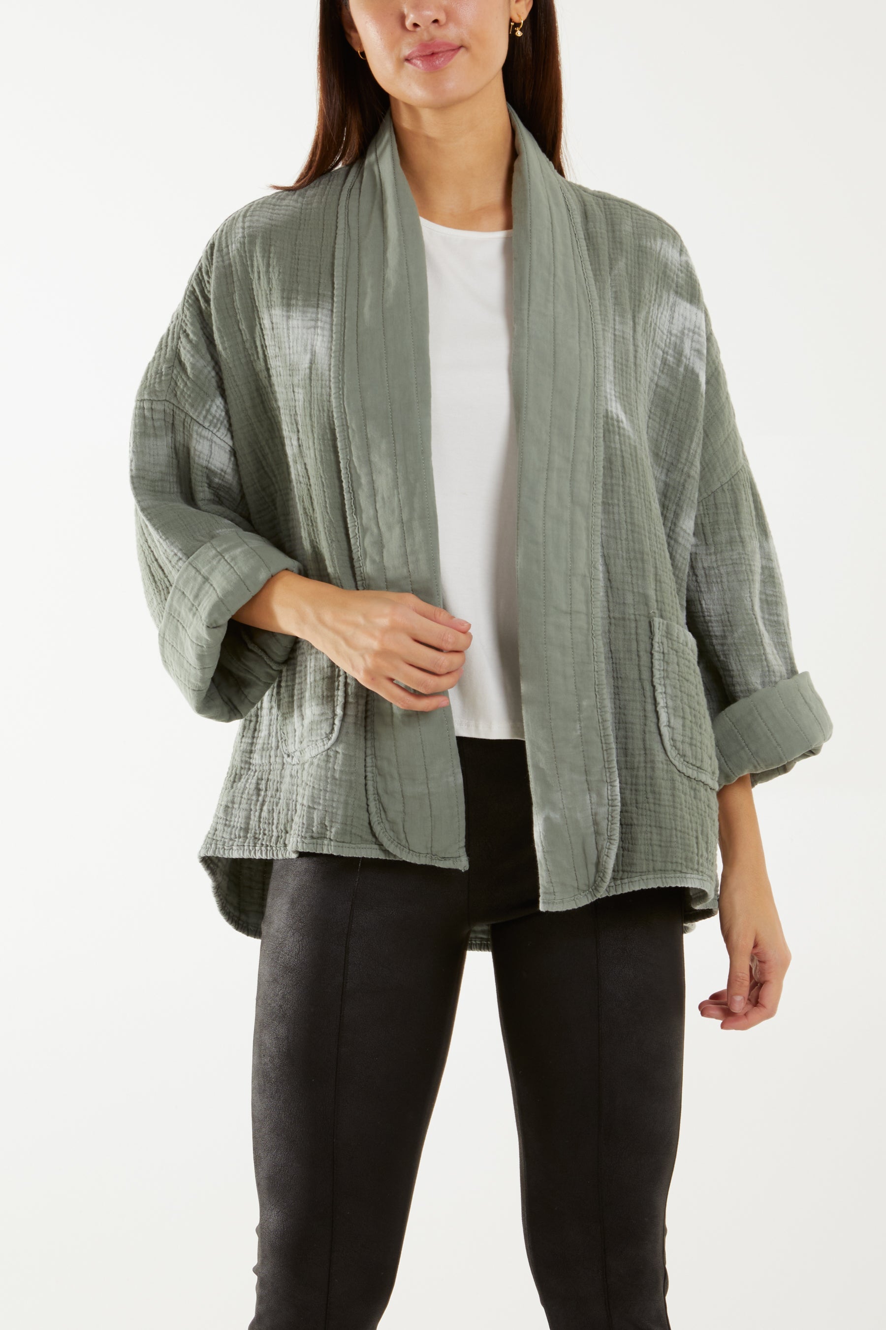 Tie Dye Cheese Cloth Kimono Jacket Jackets WearAll Sage One Size