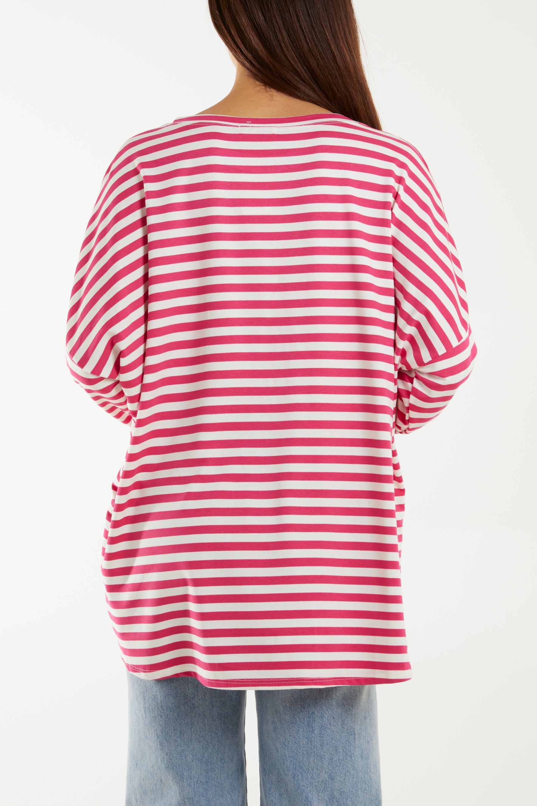 Heart Detail Long Sleeve Stripe Top T-shirts WearAll