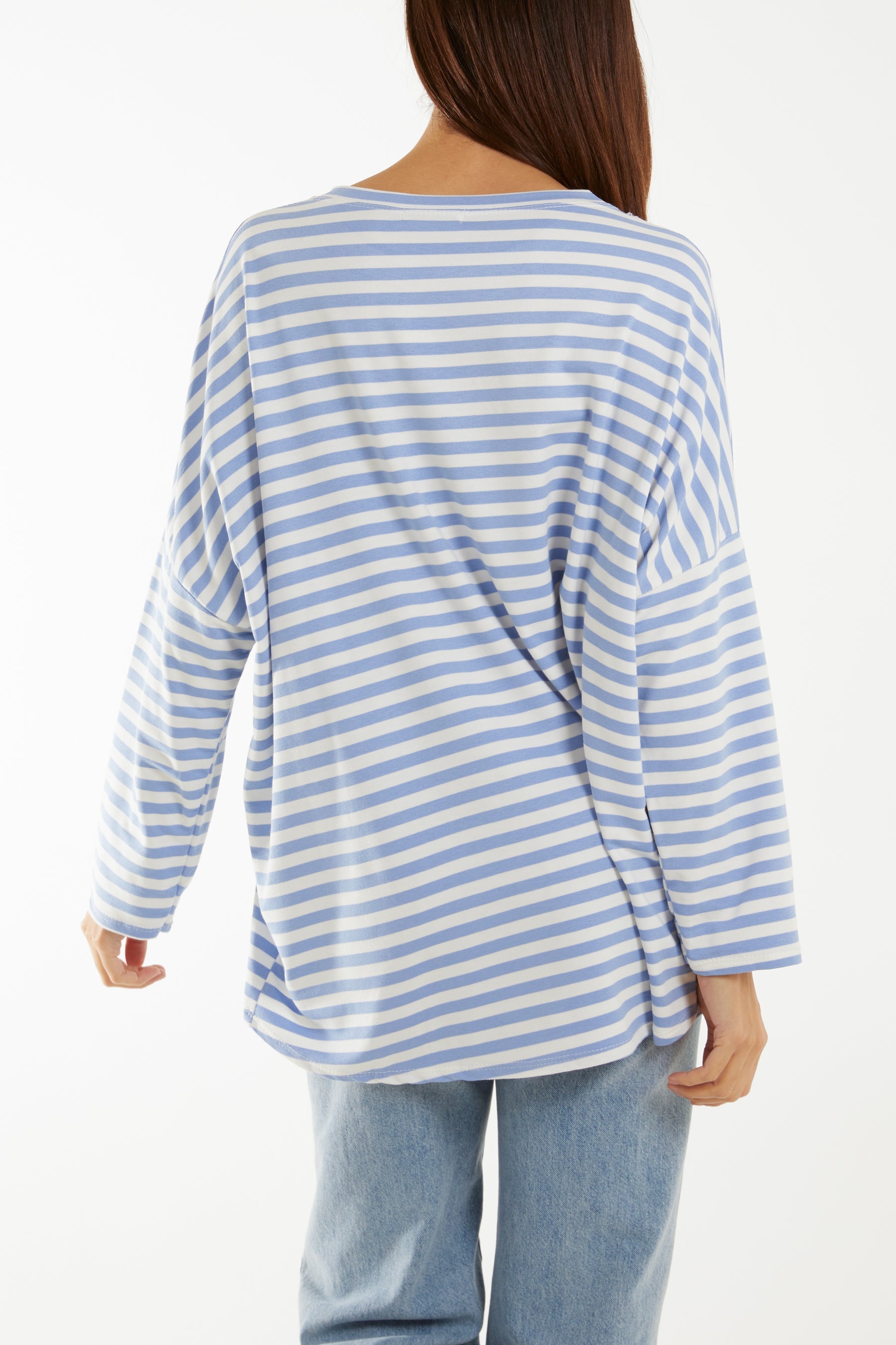 Heart Detail Long Sleeve Stripe Top T-shirts WearAll