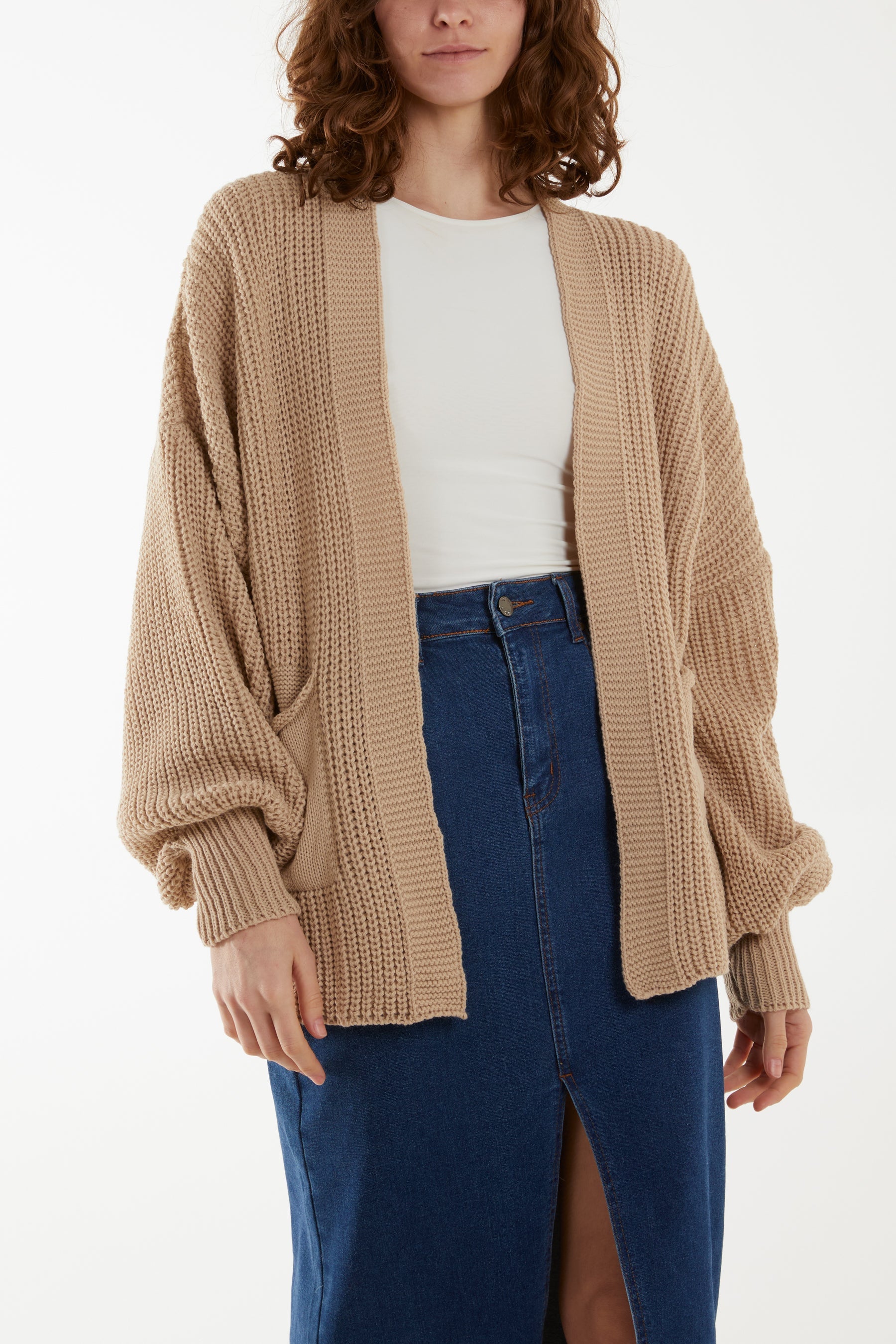 Edge To Edge Knitted Short Cardigan Cardigans WearAll Stone One Size