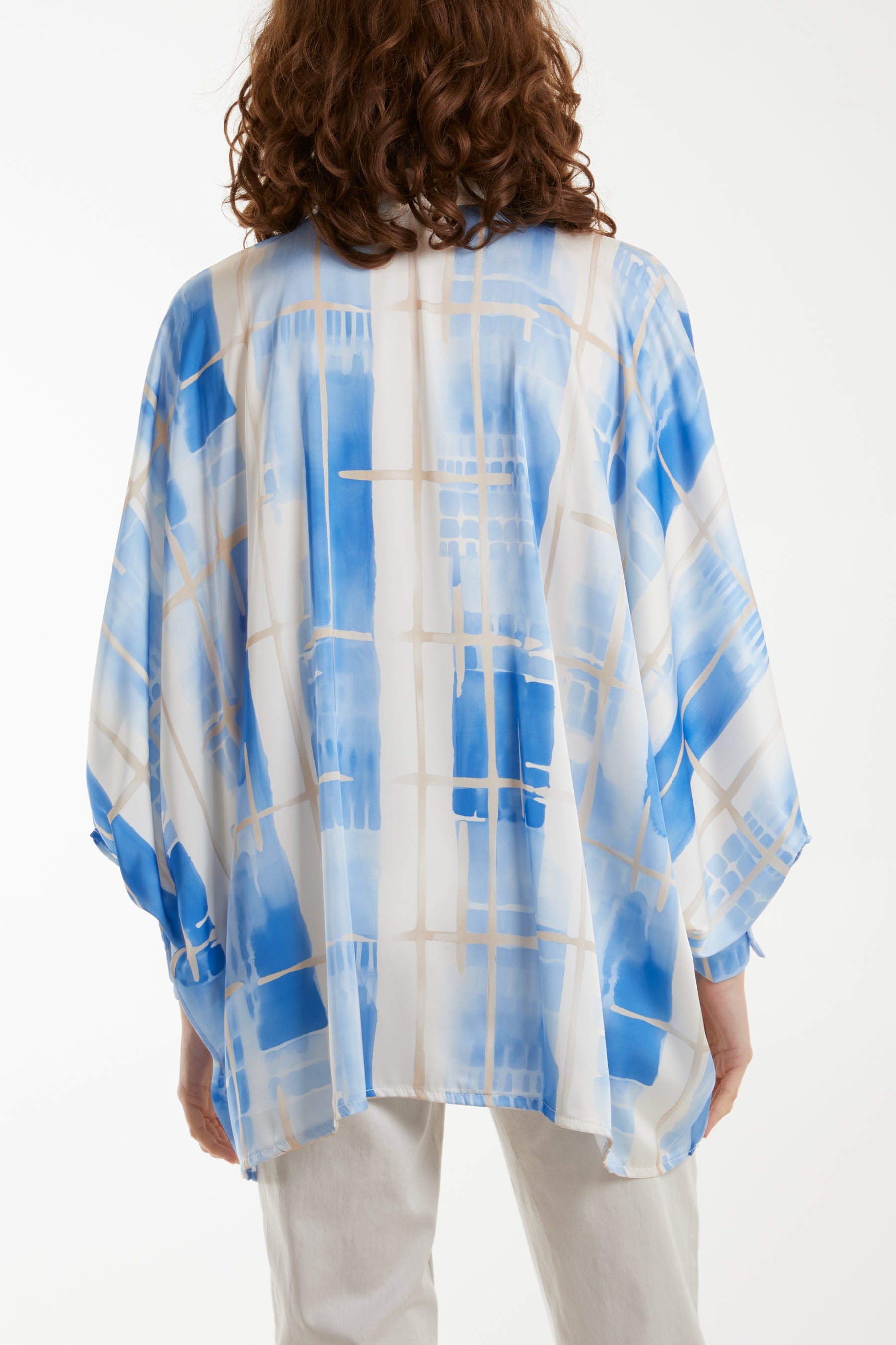 Geometric Pussybow Satin Blouse Shirts WearAll