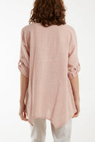 Pure Cotton Asymmetric Hem Pocket Top Blouses WearAll