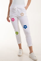 Floral Magic Drawstring Crushed Trousers Trousers WearAll White One Size