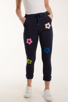 Floral Magic Drawstring Crushed Trousers Trousers WearAll Navy One Size
