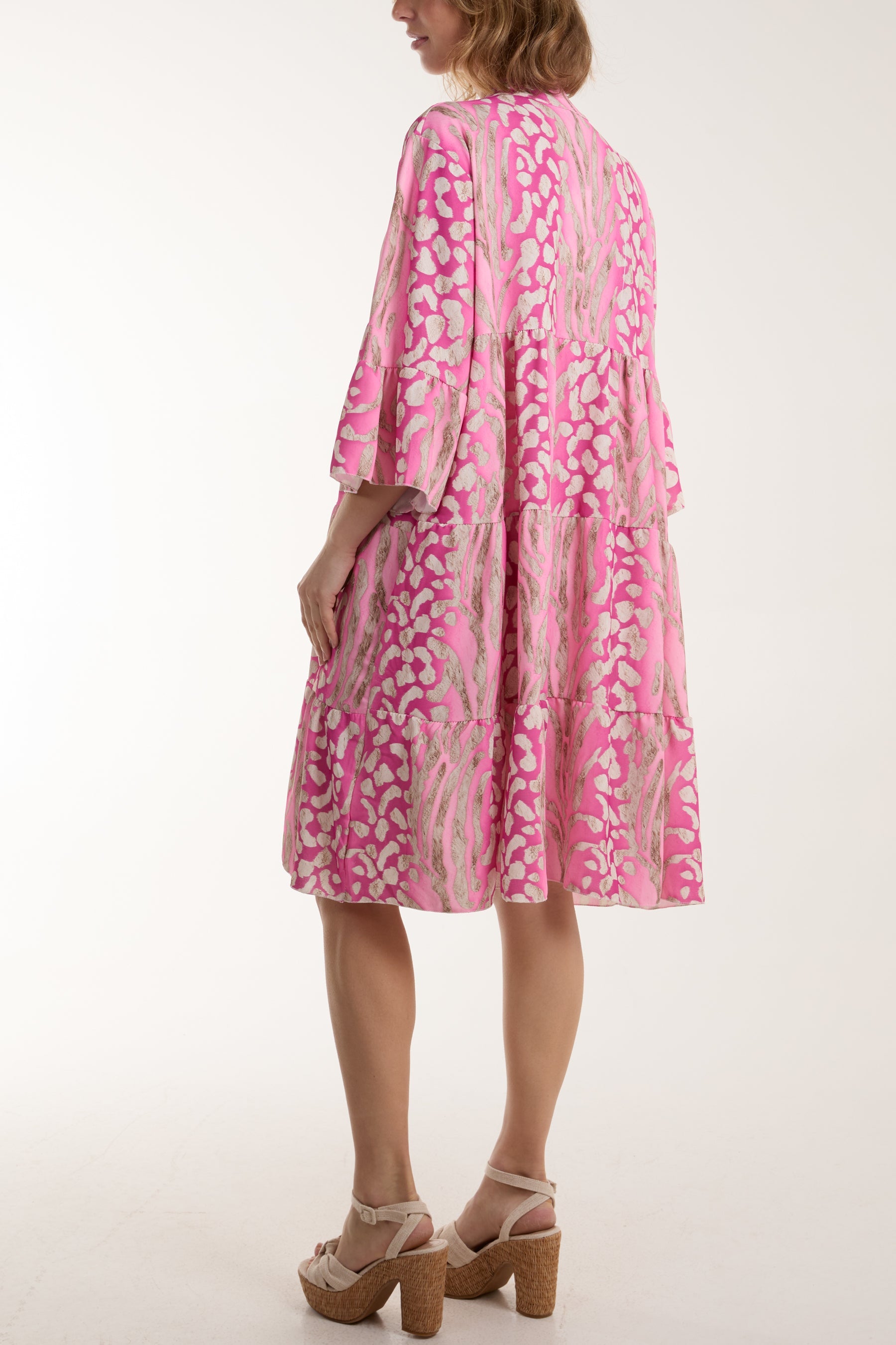 Colourful Leopard Print Tiered Smock Dress Dresses WearAll