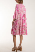 Colourful Leopard Print Tiered Smock Dress Dresses WearAll