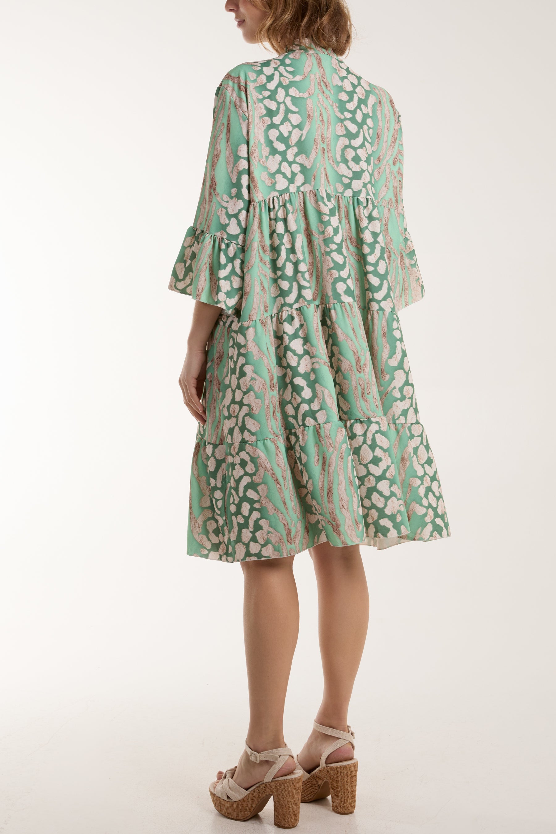 Colourful Leopard Print Tiered Smock Dress Dresses WearAll