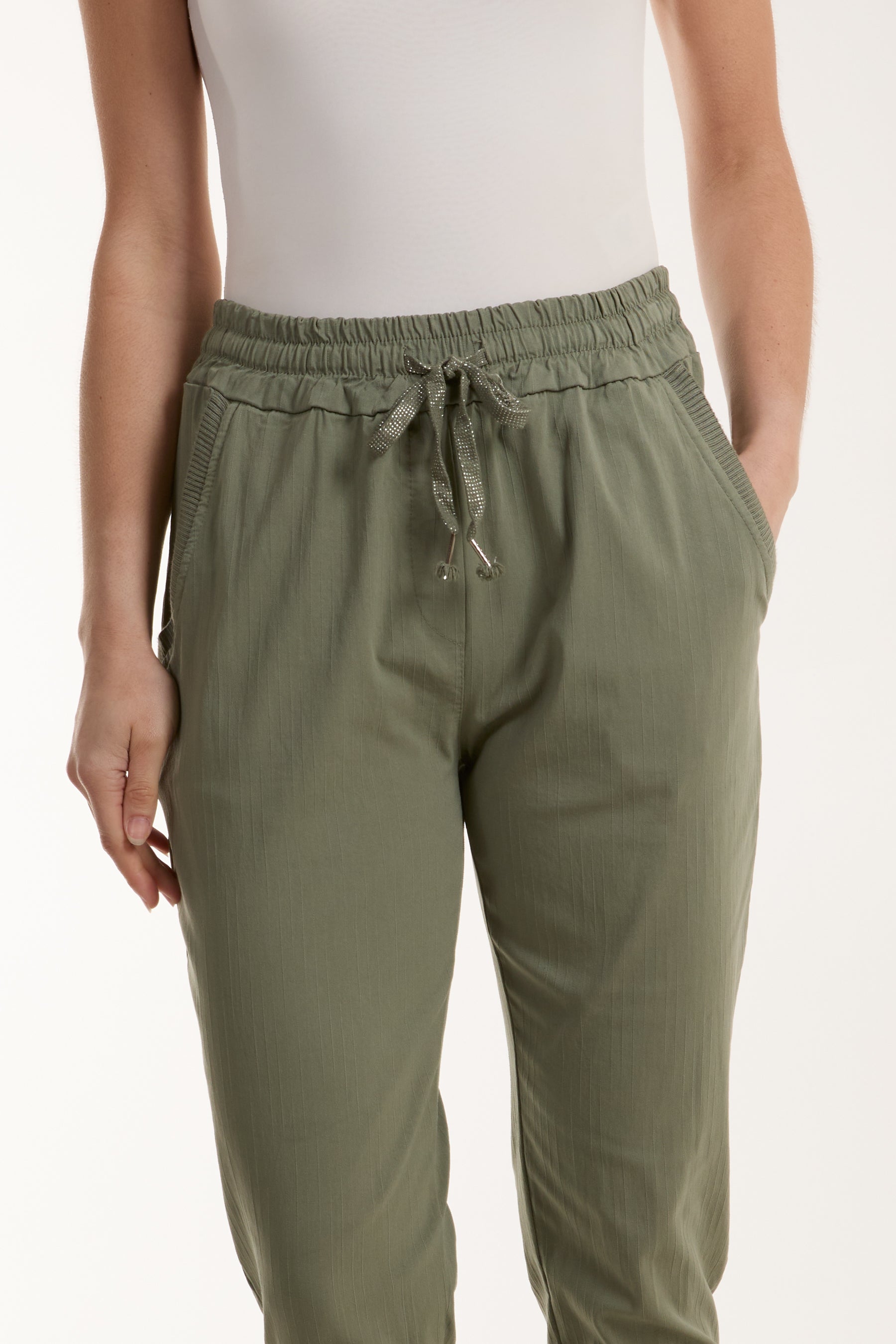 Texture Stripe Pocket Panel Trousers Trousers WearAll