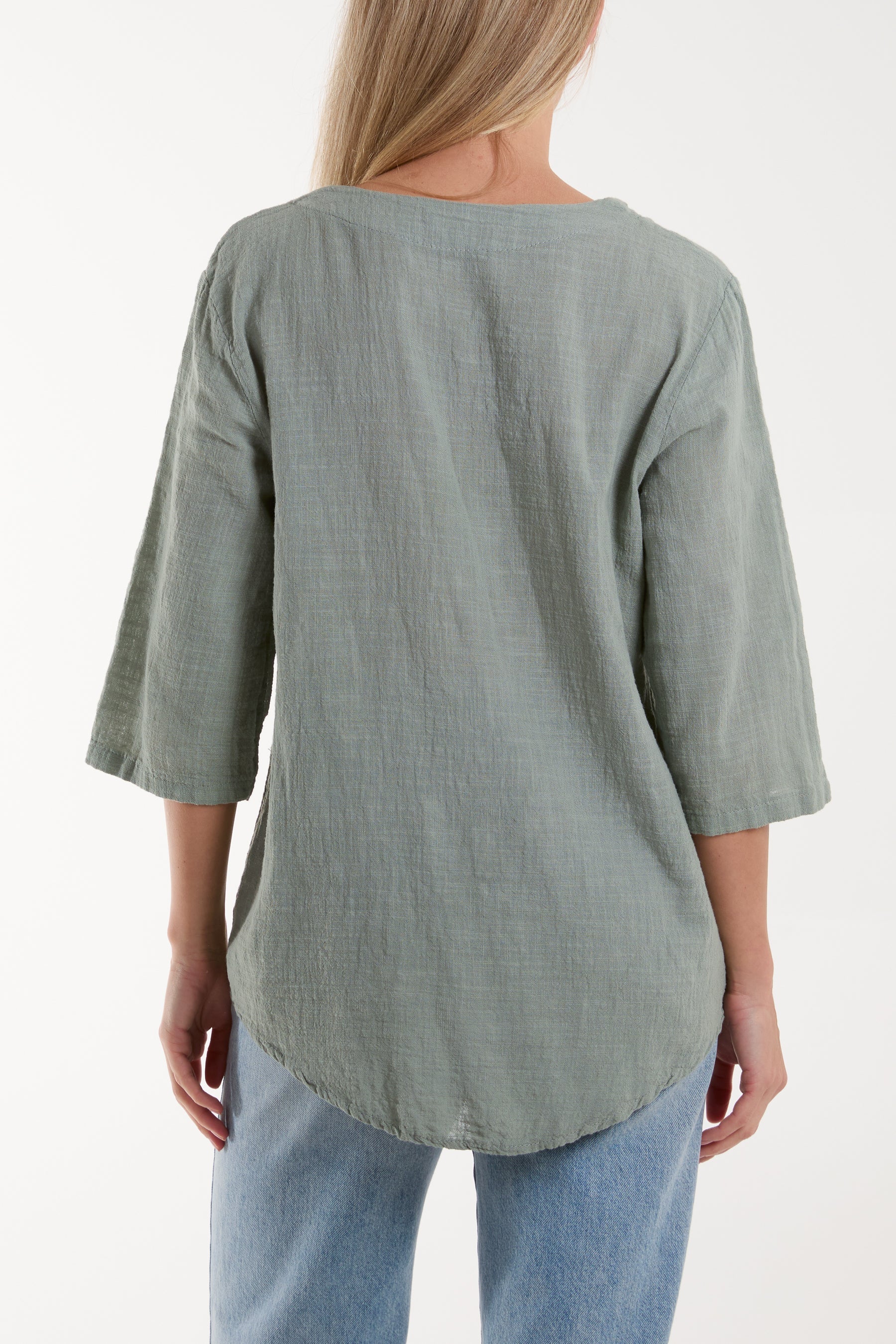 Front Button Cotton Washed Top Tops WearAll